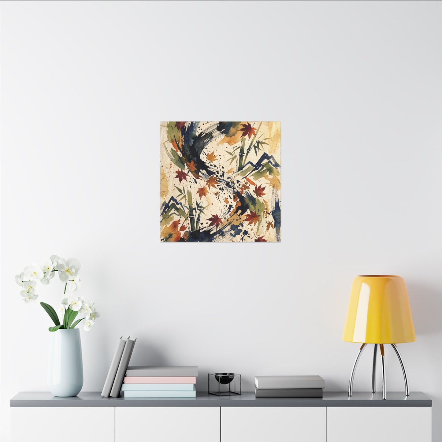 Golden Hour Ink Brushstroke Canvas Art - Zen Shibui