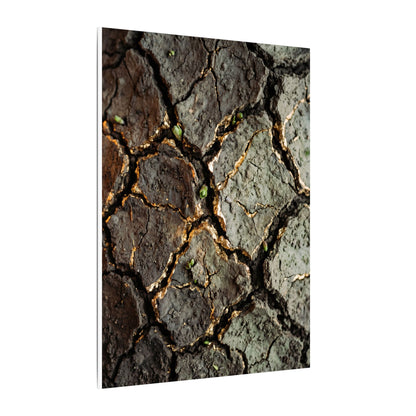 Earthy Cracked Earth Canvas Art - Japanese Pattern Japandi