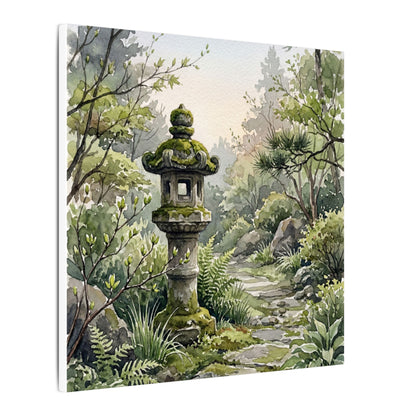 Neutral Stone Lantern Canvas Art - Watercolor Japandi