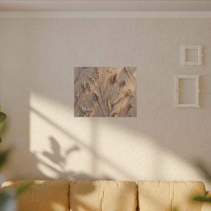 Japandi Dried Flowers in Golden Hour | Watercolor Canvas Art