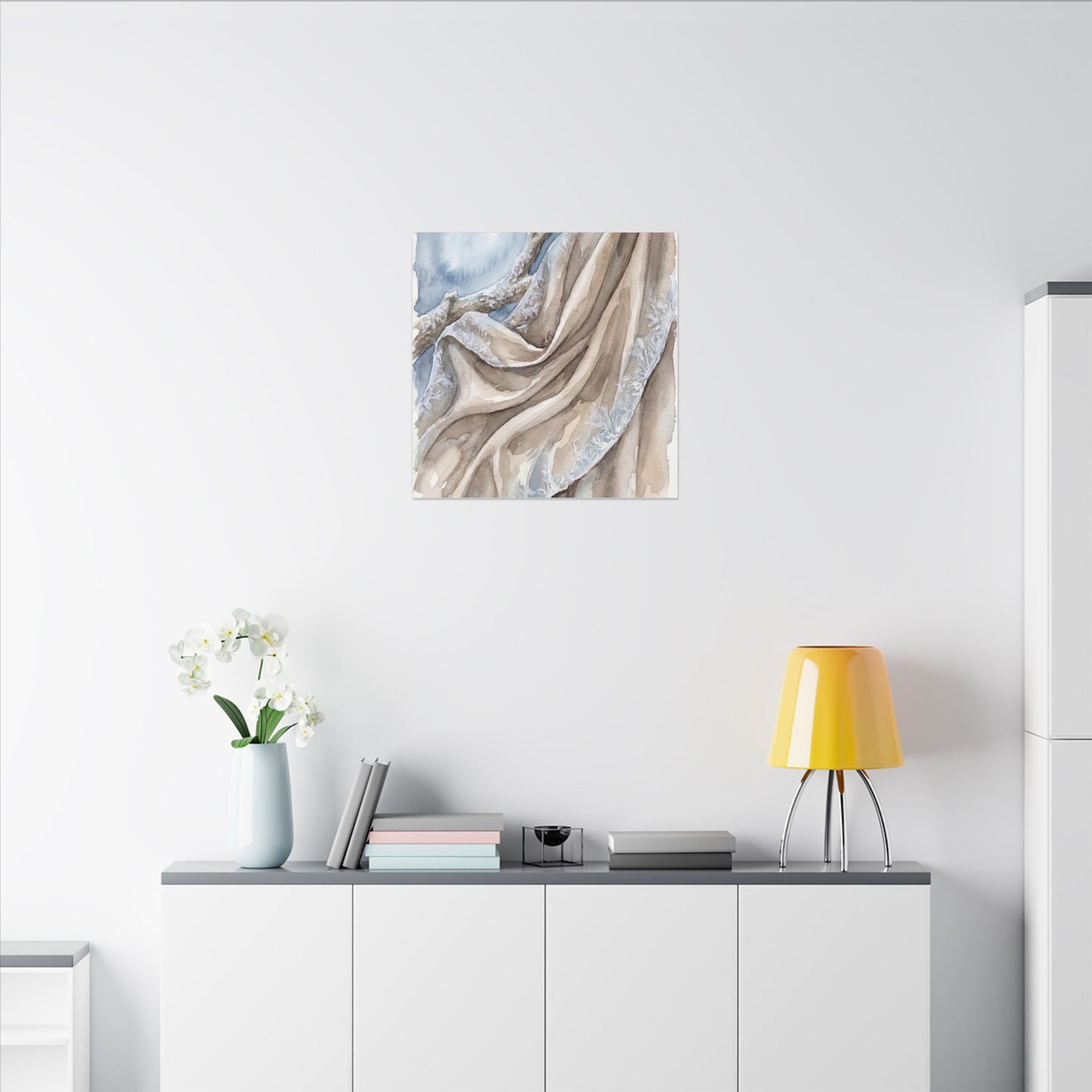 Silk Drape Winter Canvas Art | Japandi Cozy Design