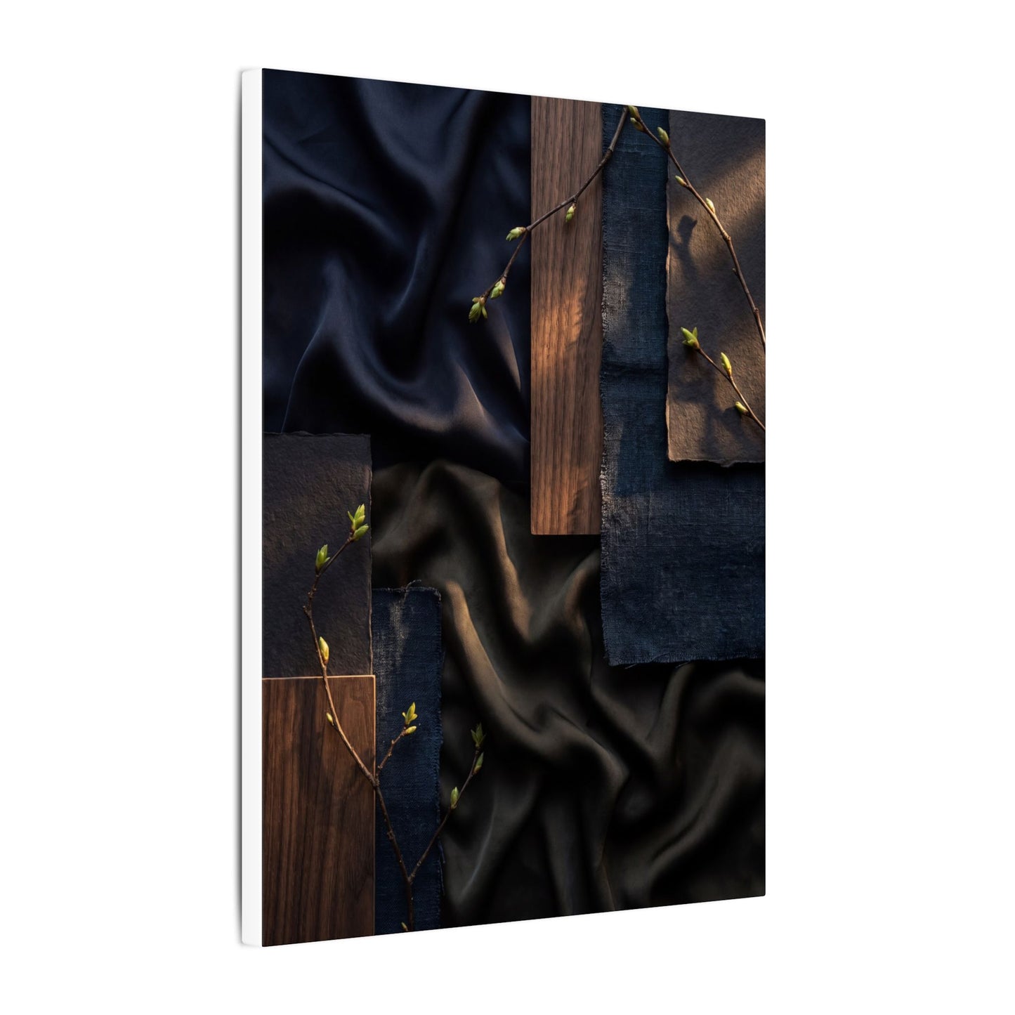 Silk Drape Spring Canvas Art | Dark Japandi Moody Design