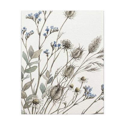 Dried Flowers Canvas Art | Summer Japandi Watercolor Art