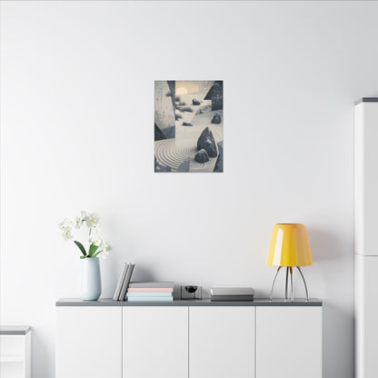 Seijaku Rock Garden Canvas Art - Zen Ukiyo E Inspired