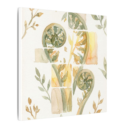 Earthy Fern Unfurling Canvas Art - Watercolor Japandi