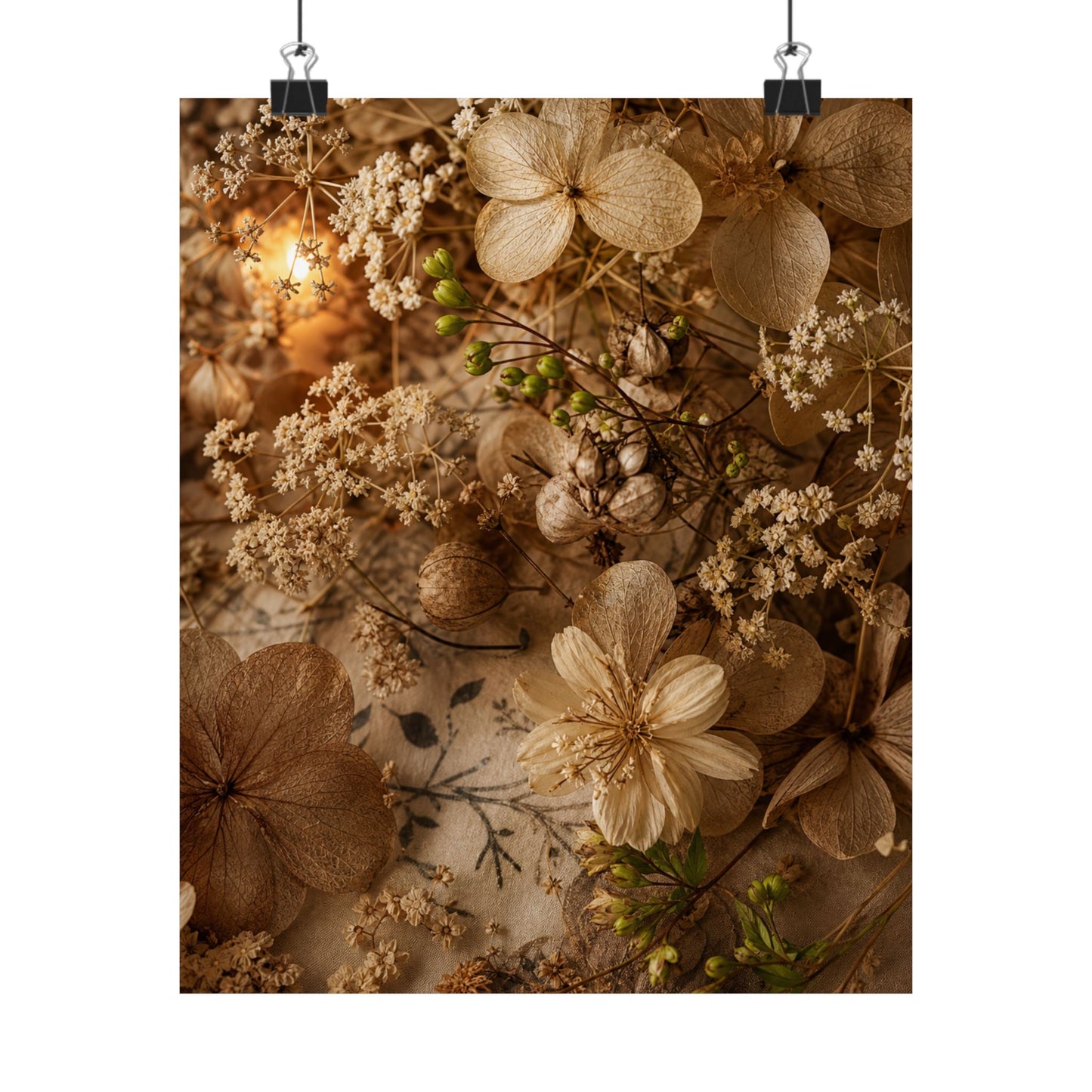 Candlelight Dried Flowers Wall Art Print - Japandi Fukinsei
