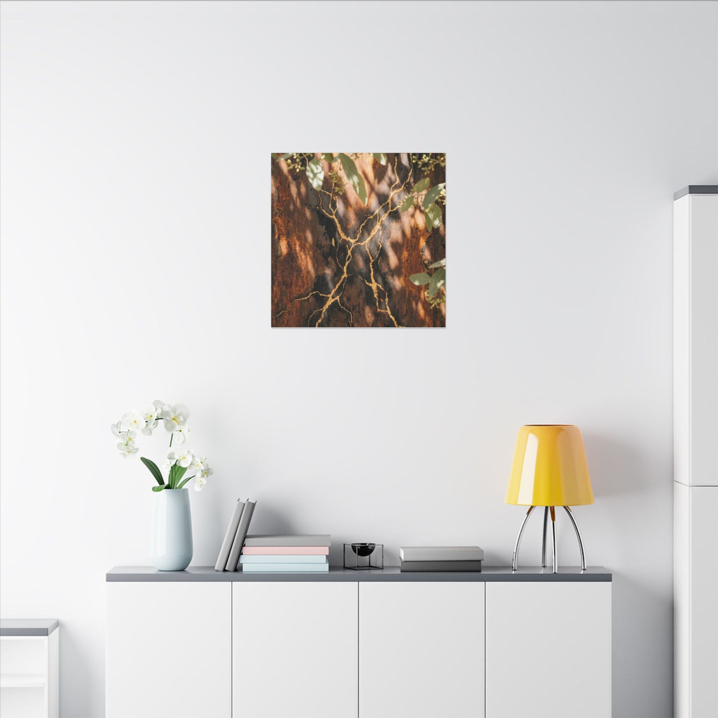 Kanso Rust Patina Canvas Art - Kintsugi Gold Vein