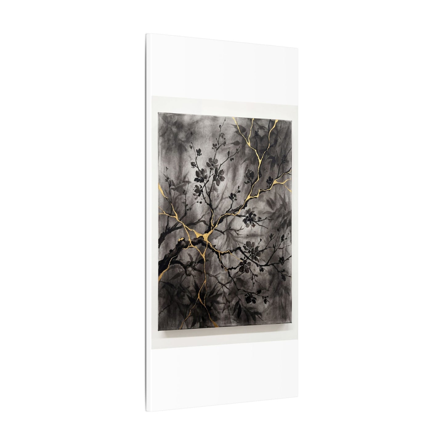 Kanso Cherry Blossom Canvas Art - Kintsugi Crackle Gold