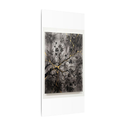 Kanso Cherry Blossom Canvas Art - Kintsugi Crackle Gold