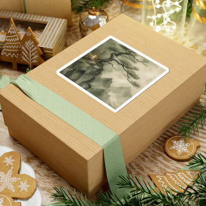 Pine Tree Watercolor Sticker | Neutral Japandi Art