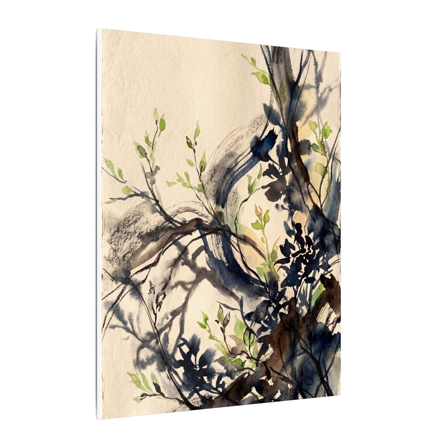 Ma Shadow Play Canvas Art - Dark Japandi Charcoal Ink