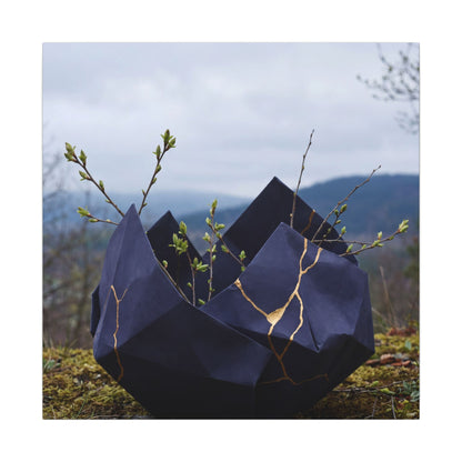Paper Fold Canvas Art | Spring Kintsugi Gold Repair Art