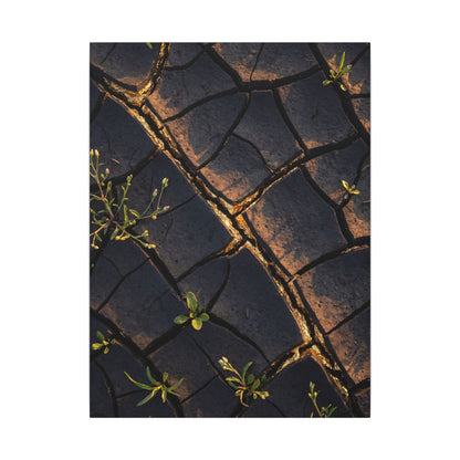 Kintsugi Cracked Earth in Golden Hour | Gold Vein Canvas Art