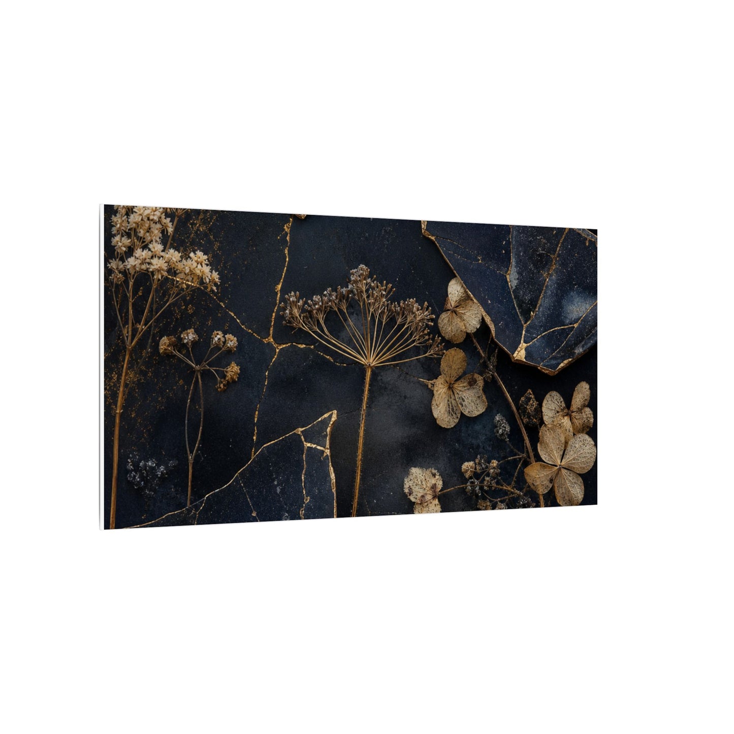 Philosophical Dried Flowers Canvas Art - Broken Beauty Kintsugi