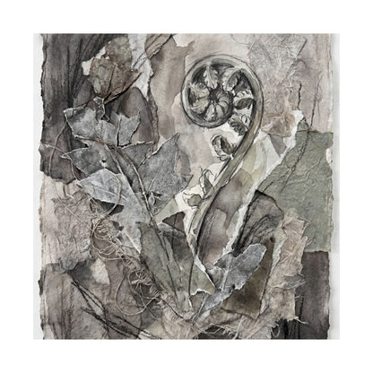 Mono No Aware Fern Unfurling Wall Art Print - Japandi Texture