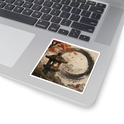 Stone Lantern Autumn Sticker | Zen Serene Design