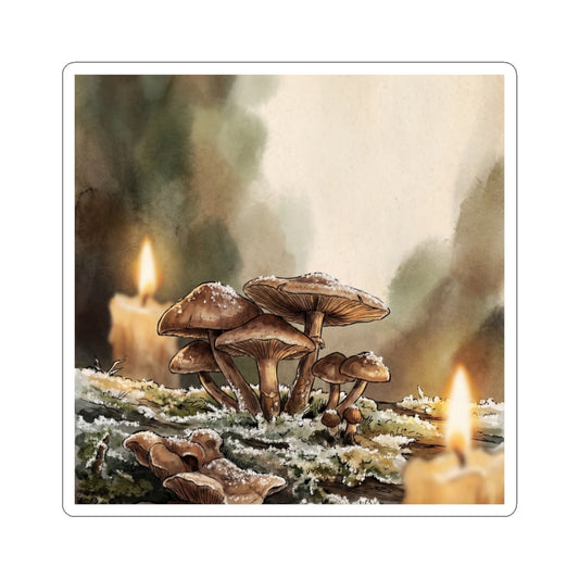 Wild Mushrooms Sticker | Winter Cottagecore Vintage Botanical Art Art Print