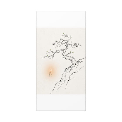 Candlelight Pine Tree Canvas Art - Japandi Shibui