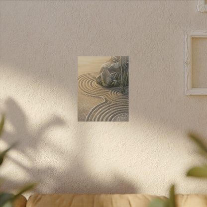 Rock Garden Winter Canvas Art | Zen Peaceful Design
