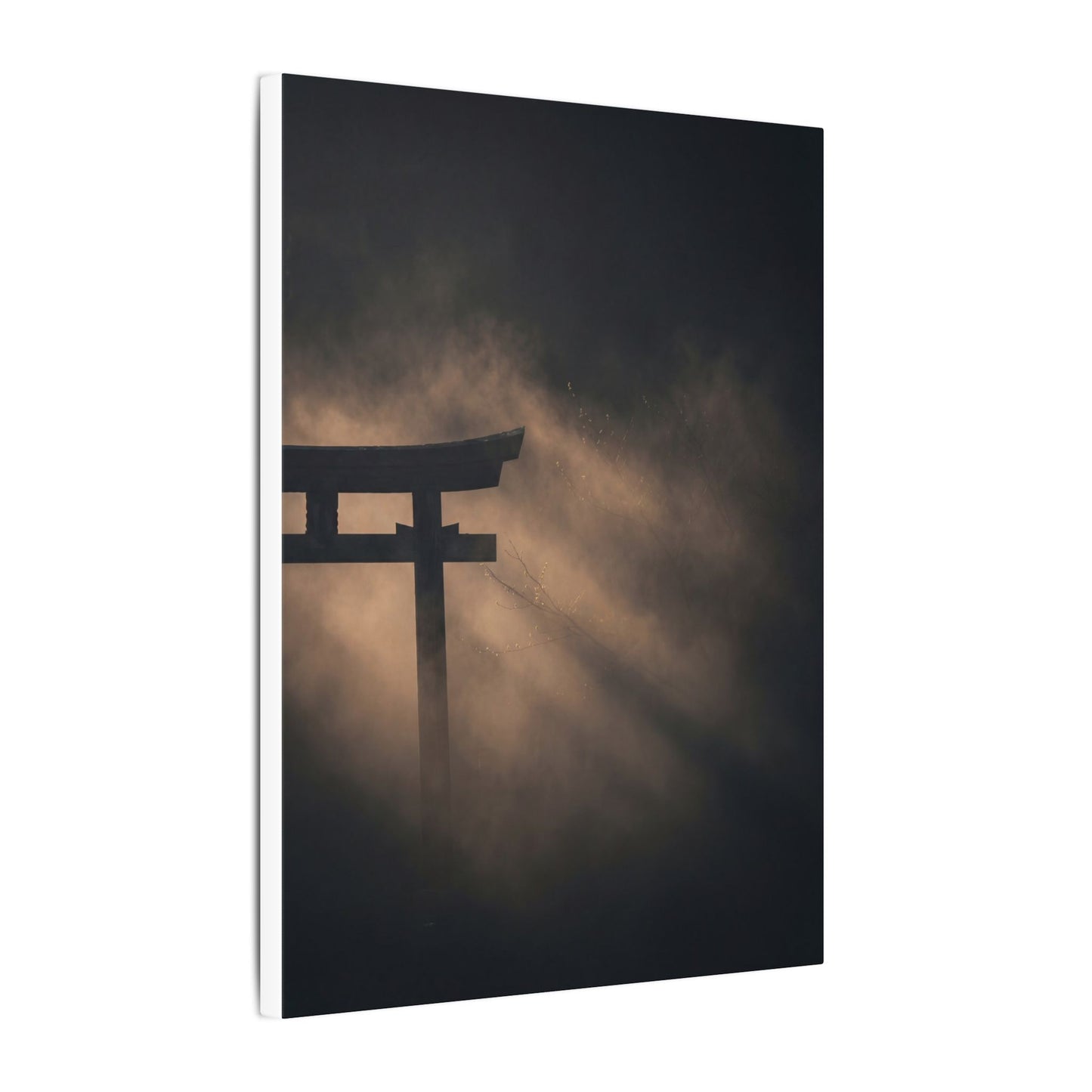 Torii Gate Shadow Zen Canvas Art | Bold Dark Japandi Art