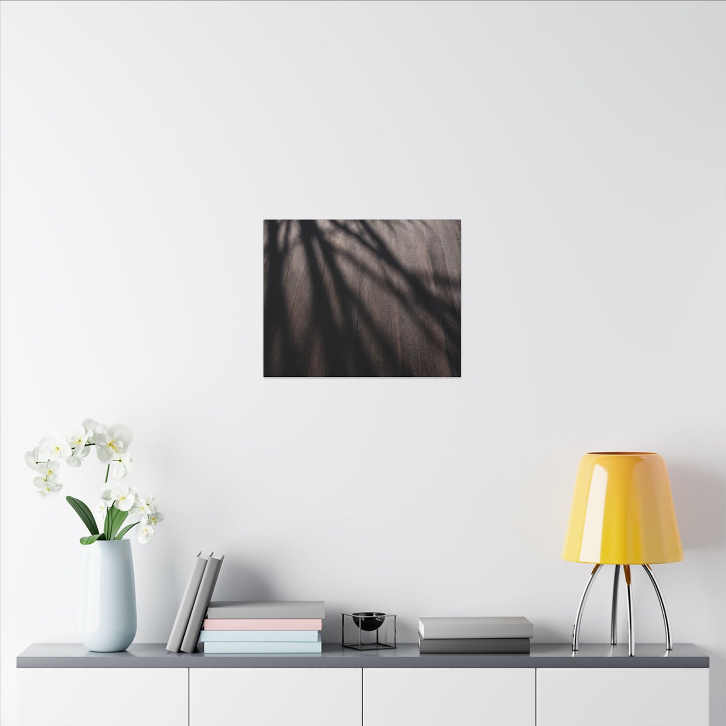 Dark Japandi Shadow Play in Dawn | Moody Minimal Canvas Art