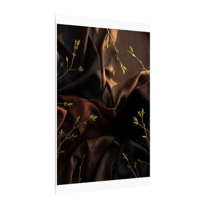 Dark Japandi Silk Drape in Golden Hour | Moody Minimal Canvas Art