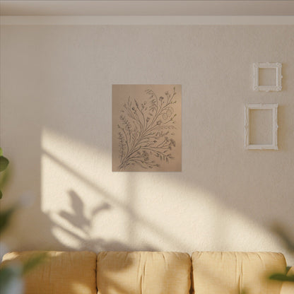 Dried Flowers Canvas Art | Spring Japandi Minimal Line Art