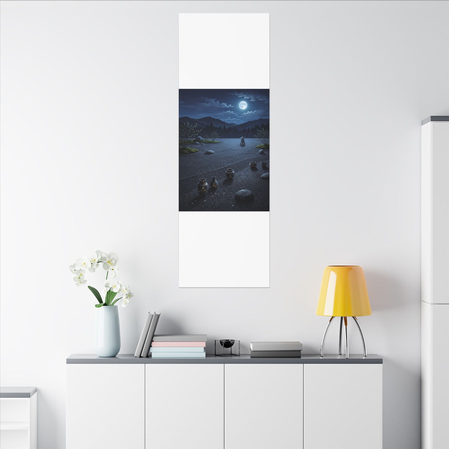 Kintsugi Moonlit Garden in Moonlight | Gold Repair Canvas Art