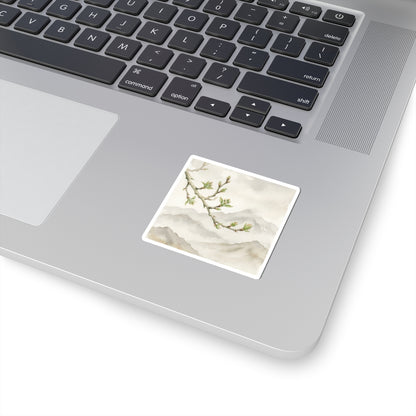 Mountain Mist Watercolor Sticker | Warm Japandi Art