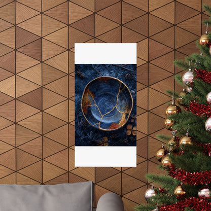 Fukinsei Ceramic Bowl Wall Art Print - Kintsugi Crackle Gold