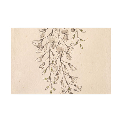 Japandi Wisteria in Golden Hour | Minimal Line Canvas Art Art Print