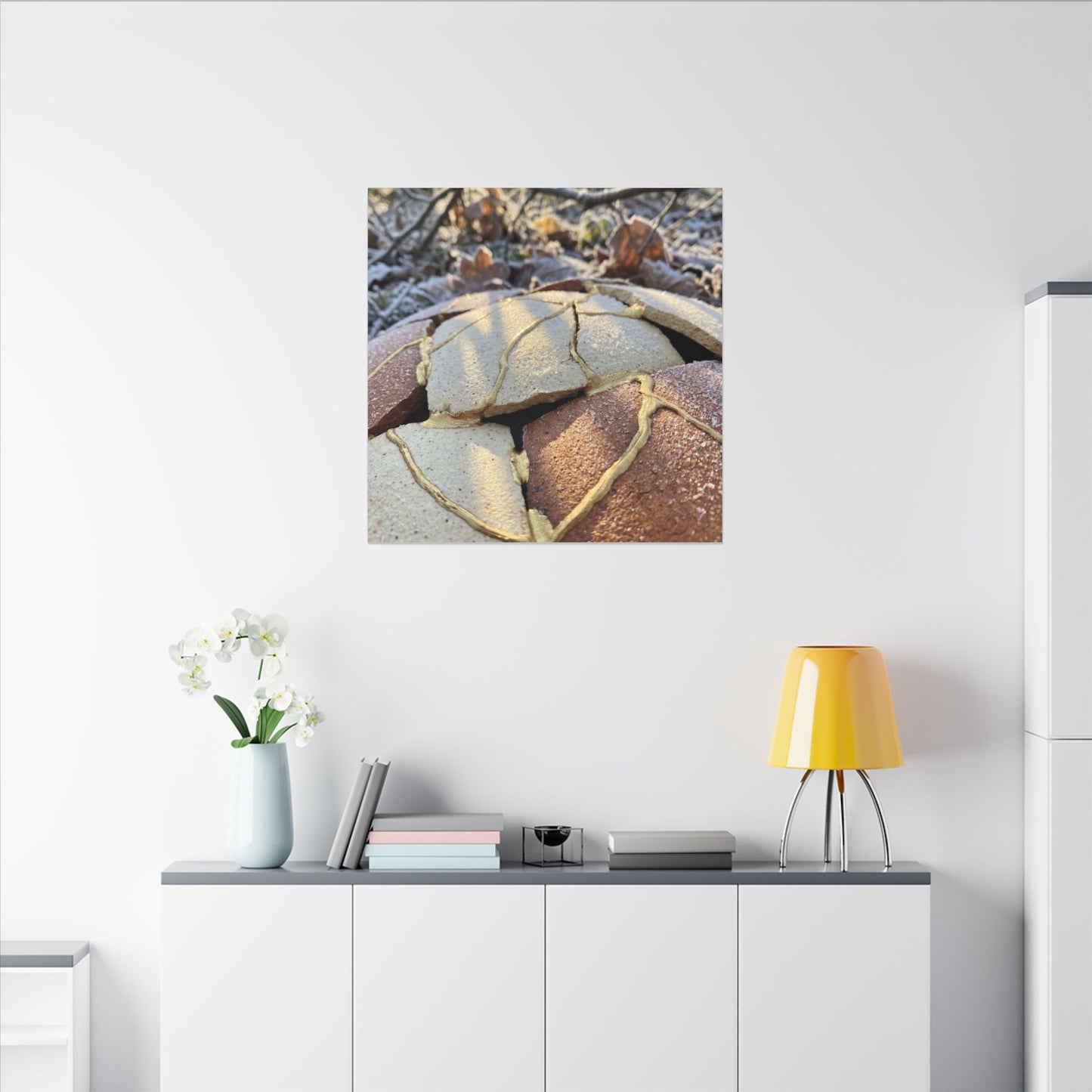 Broken Pottery Crackle Gold Canvas Art | Healing Kintsugi Art