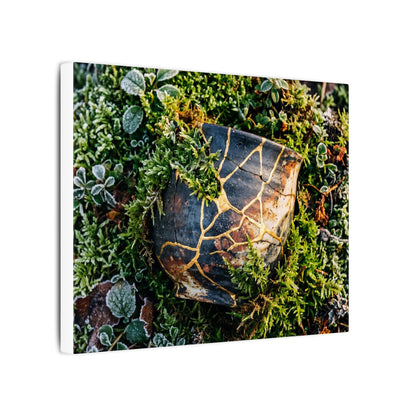 Artful Moss Close Up Canvas Art - Gold Repair Kintsugi
