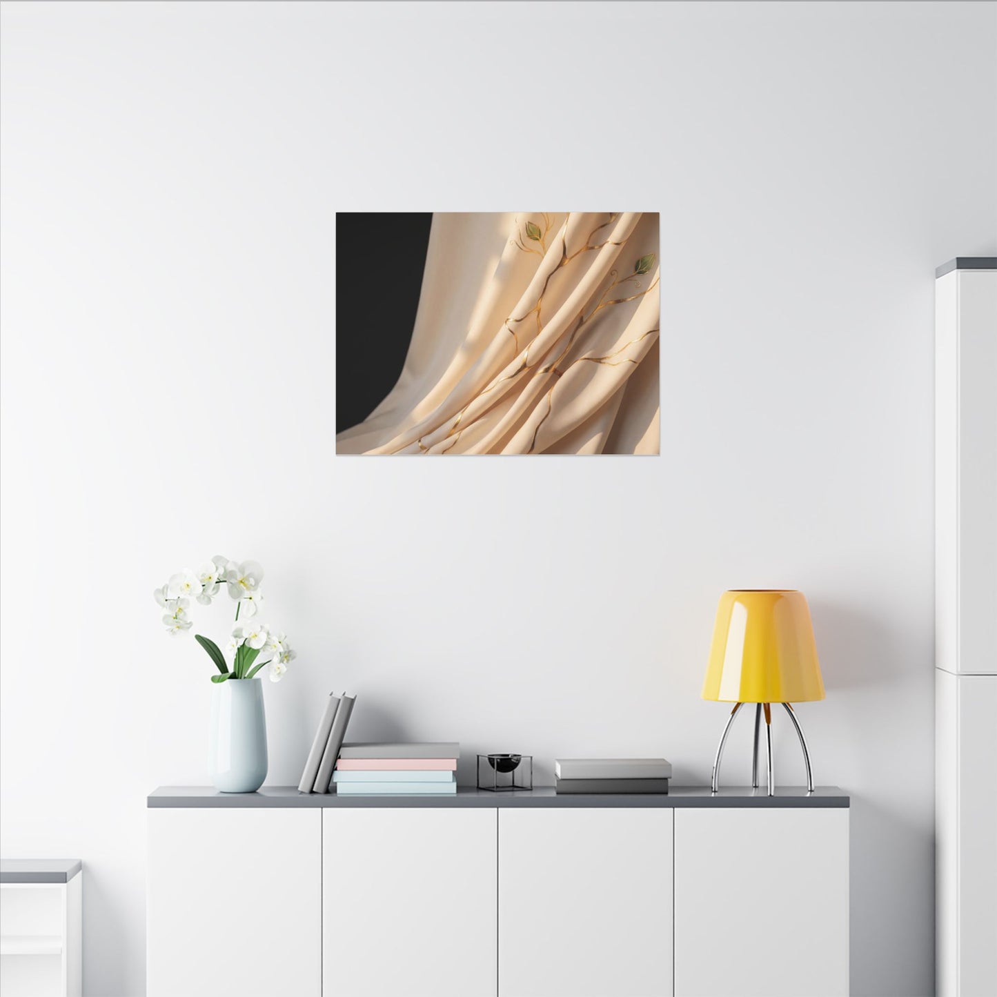 Golden Hour Silk Drape Canvas Art - Kintsugi Fukinsei