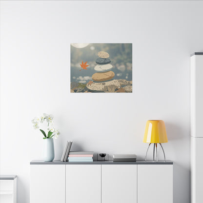 Warm River Stones Canvas Art - Japanese Pattern Japandi