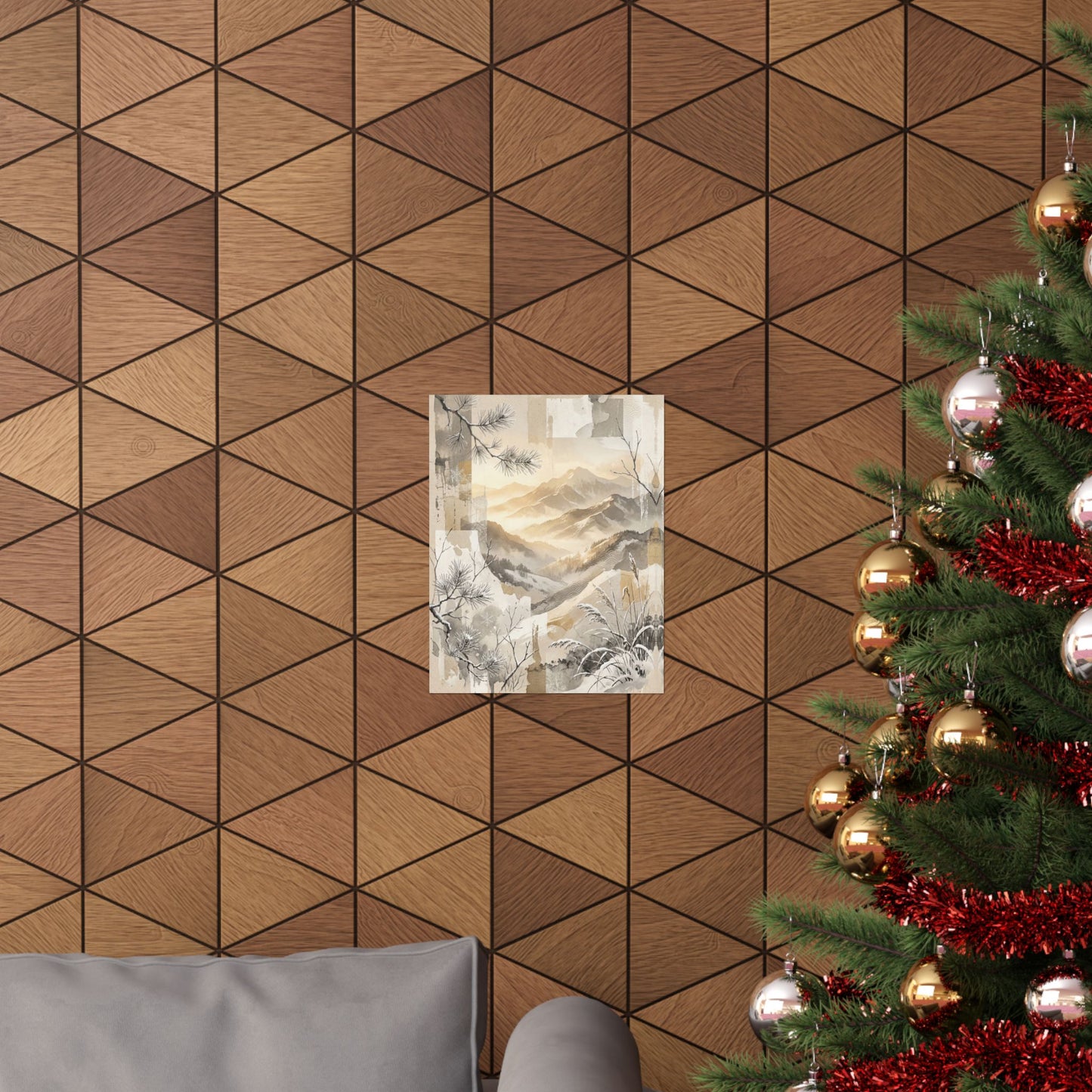 Mountain Mist Japanese Pattern Wall Art Print | Earthy Japandi Art