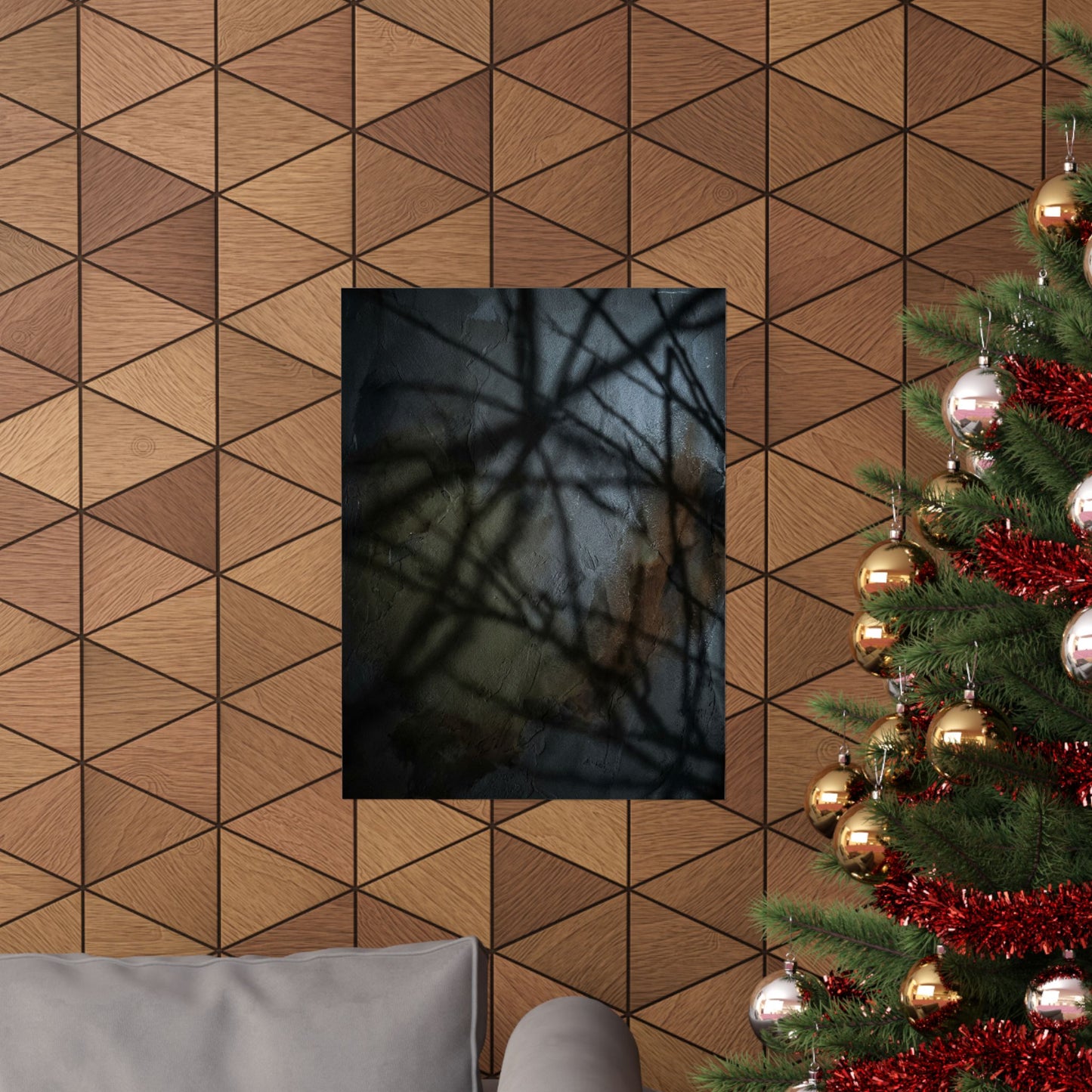 Shadow Play Wall Art Print | Winter Dark Japandi Dark Texture Art