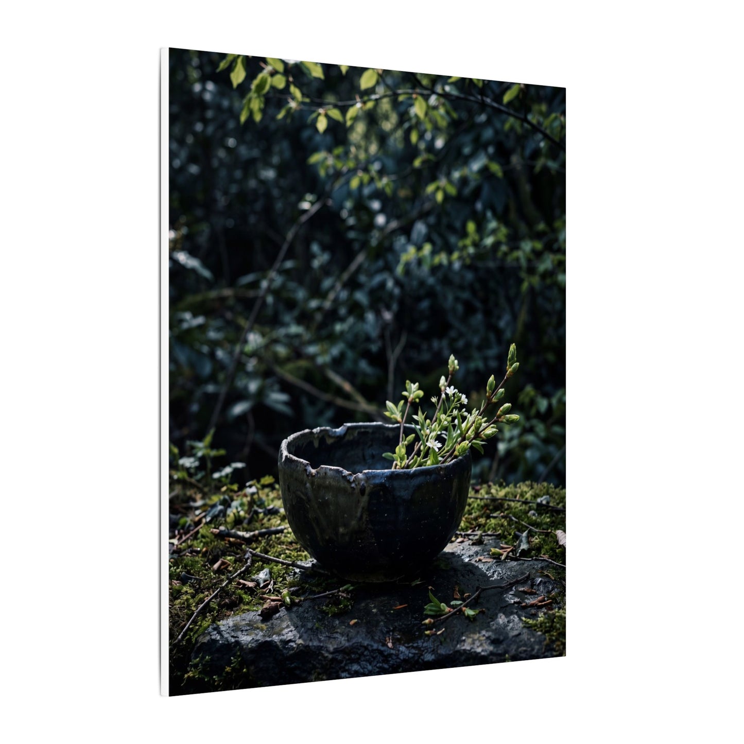 Dappled Ceramic Bowl Canvas Art - Dark Japandi Datsuzoku
