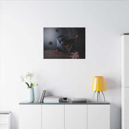 Dark Japandi Paper Fold in Dawn | Shadow Zen Canvas Art