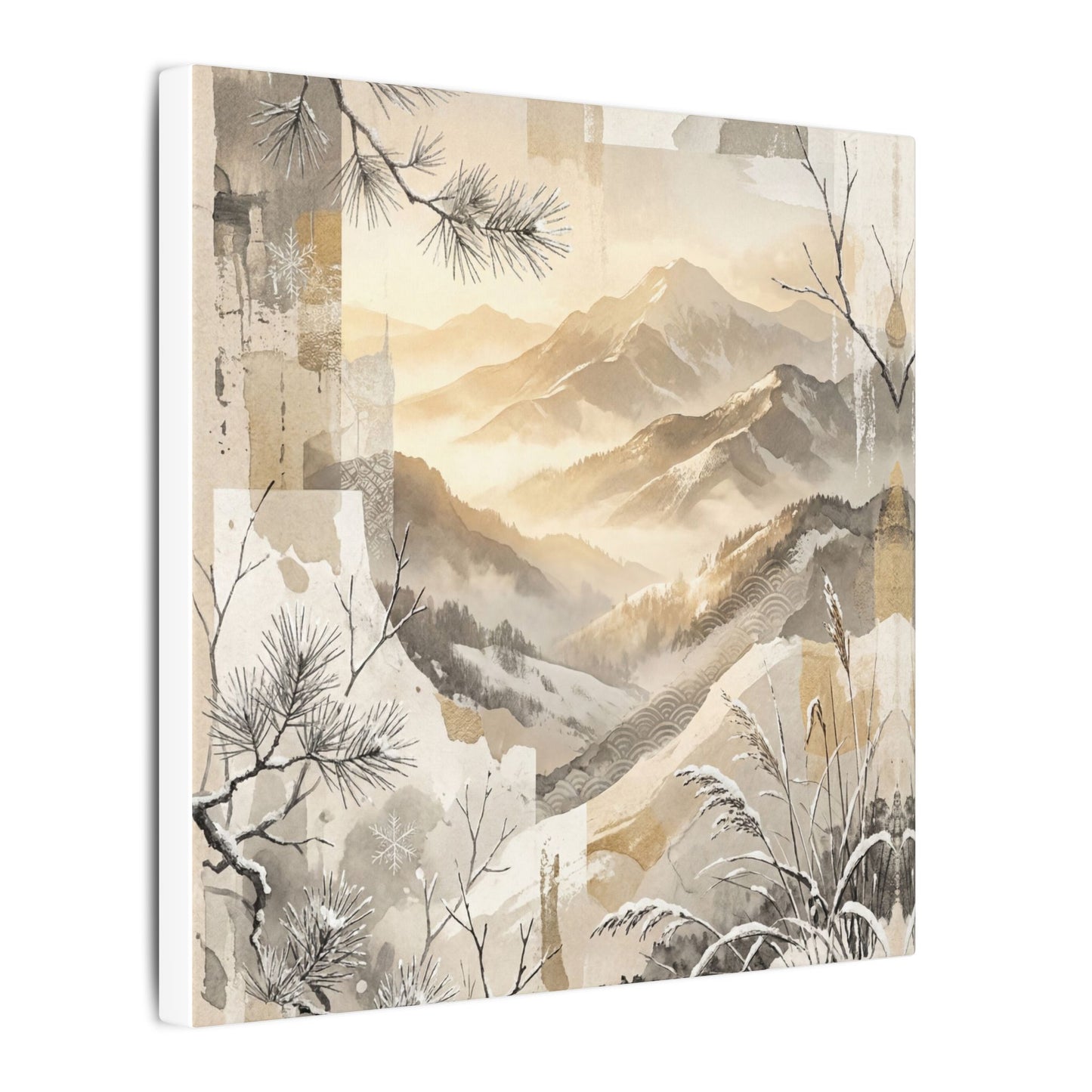 Shibui Mountain Mist Canvas Art - Japandi Japanese Pattern