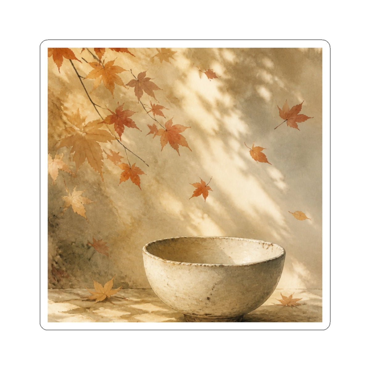 Neutral Ceramic Bowl Sticker - Watercolor Japandi