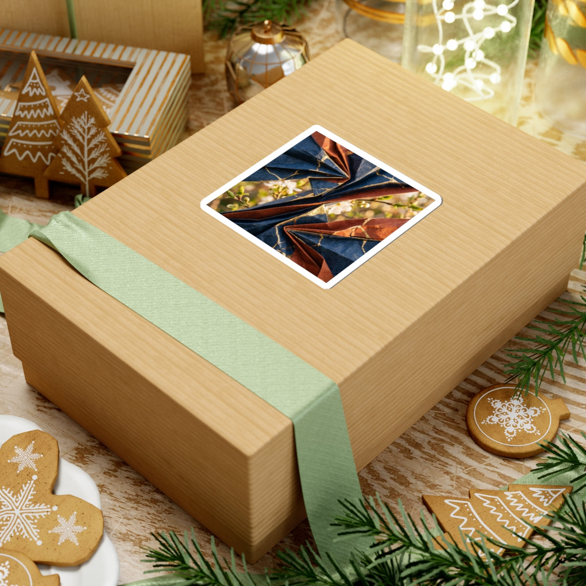 Paper Fold Sticker | Spring Kintsugi Crackle Gold Art Art Print