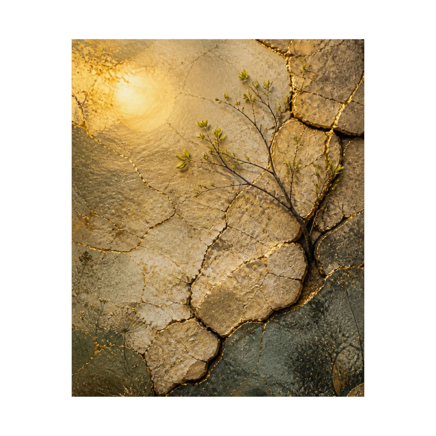 Cracked Earth Texture Wall Art Print | Earthy Japandi Art