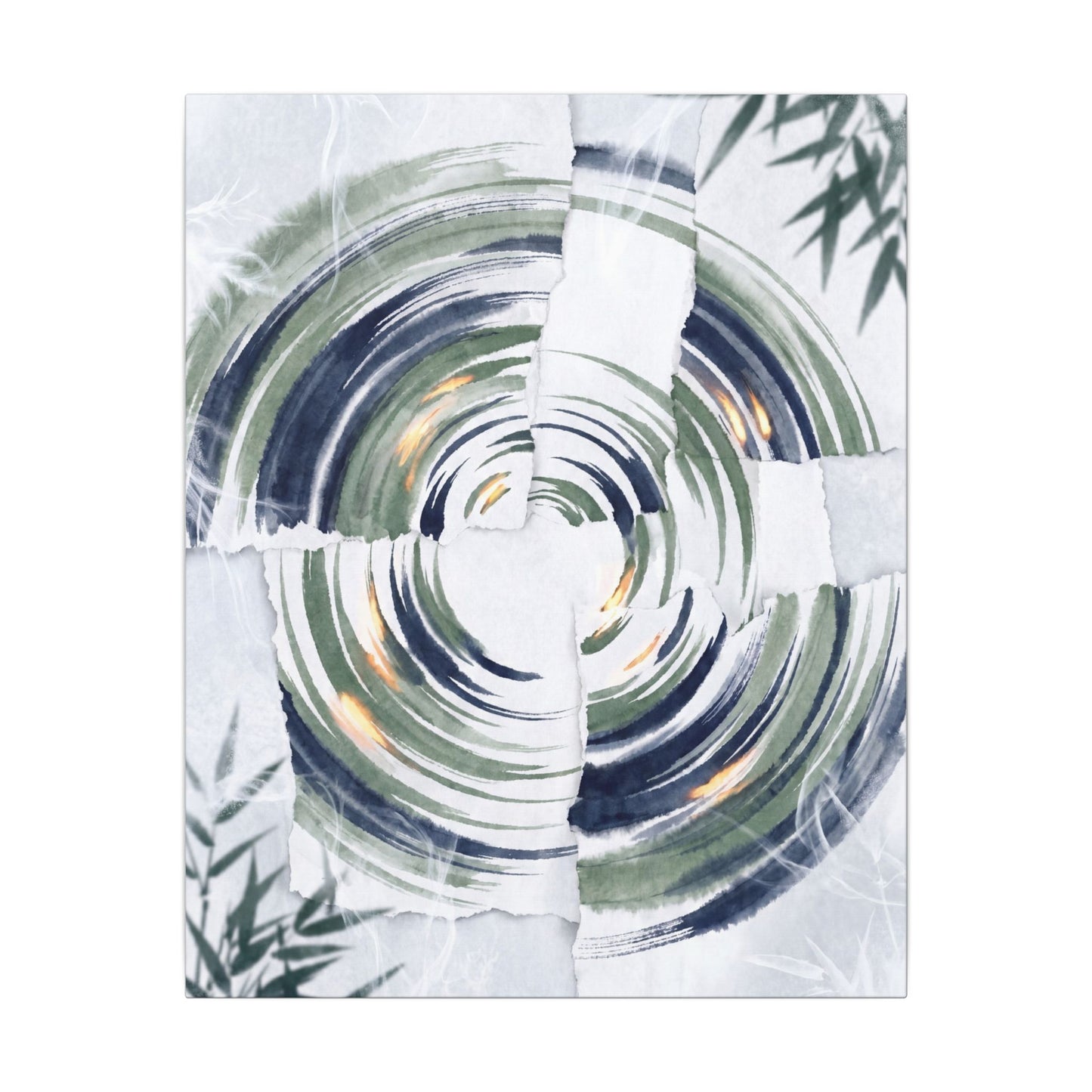Winter Water Ripple Sumi E Canvas Art | Peaceful Decor