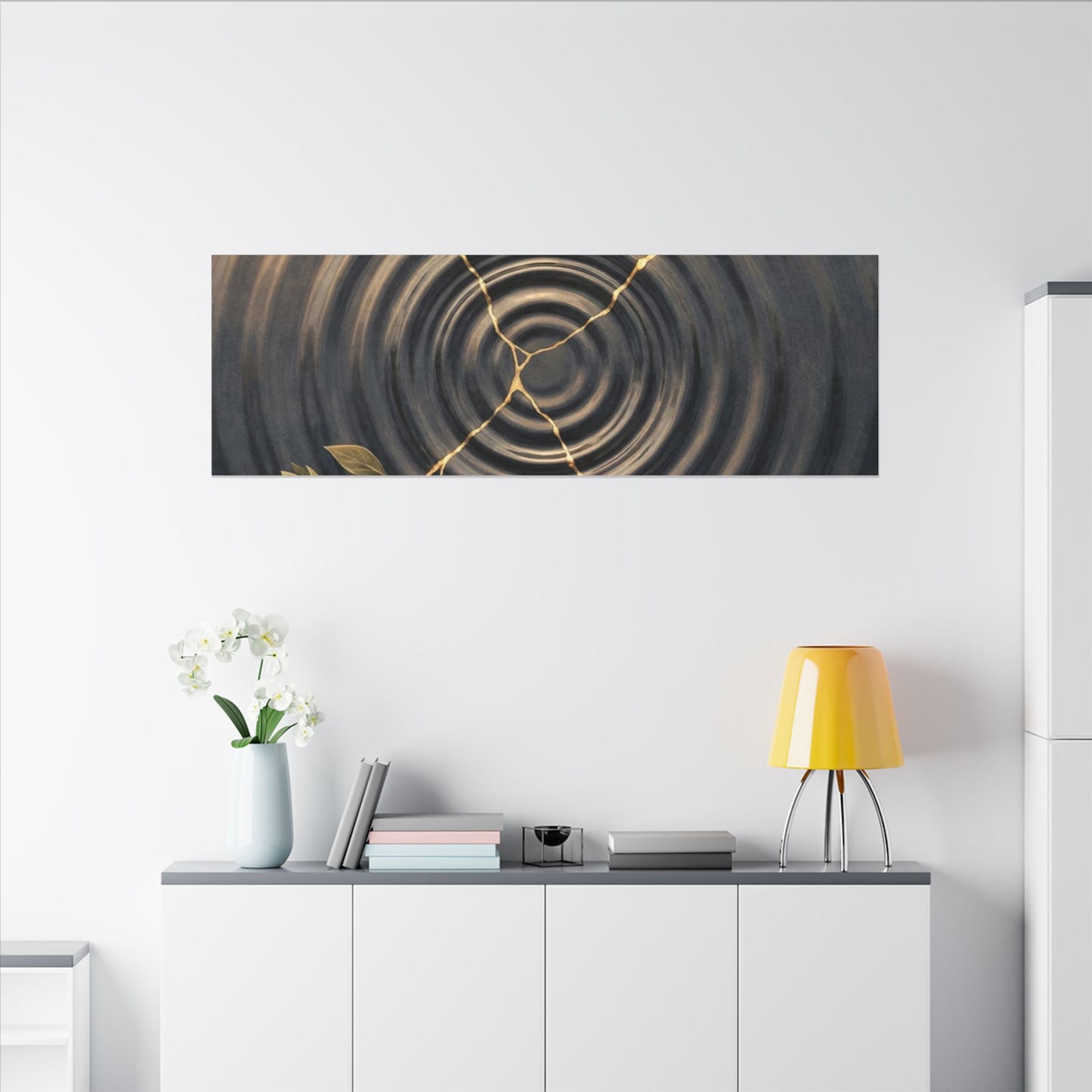 Kanso Water Ripple Canvas Art - Kintsugi Gold Vein