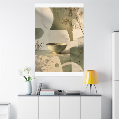 Warm Ceramic Bowl Canvas Art - Minimal Line Japandi