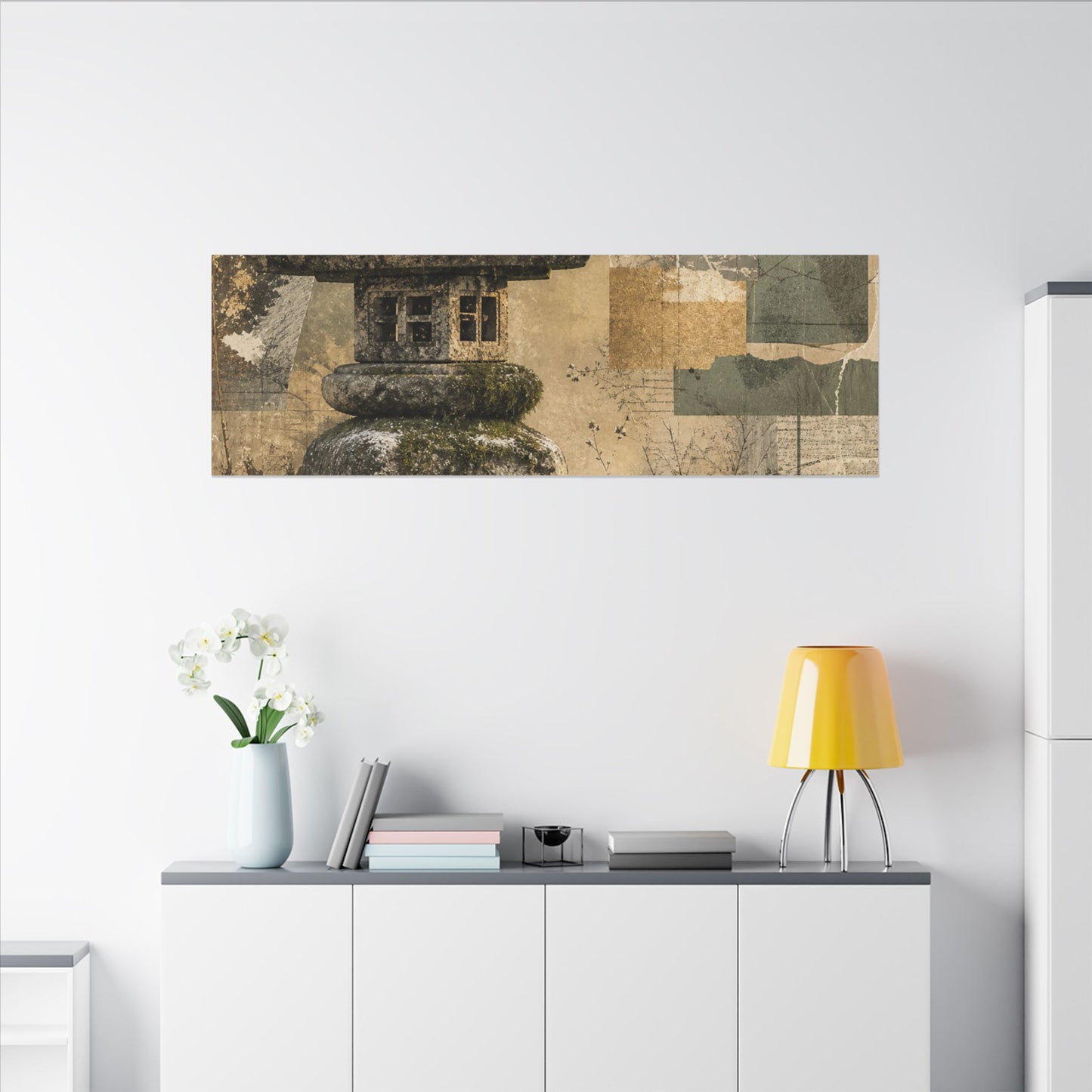 Elegant Stone Lantern Canvas Art - Texture Japandi