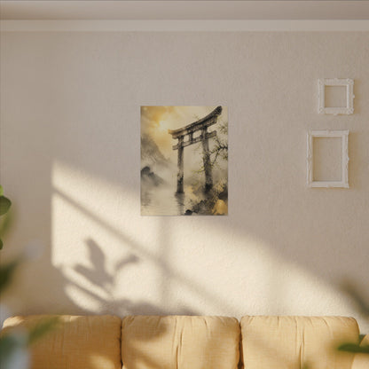 Spring Torii Gate Sumi E Canvas Art | Tranquil Decor