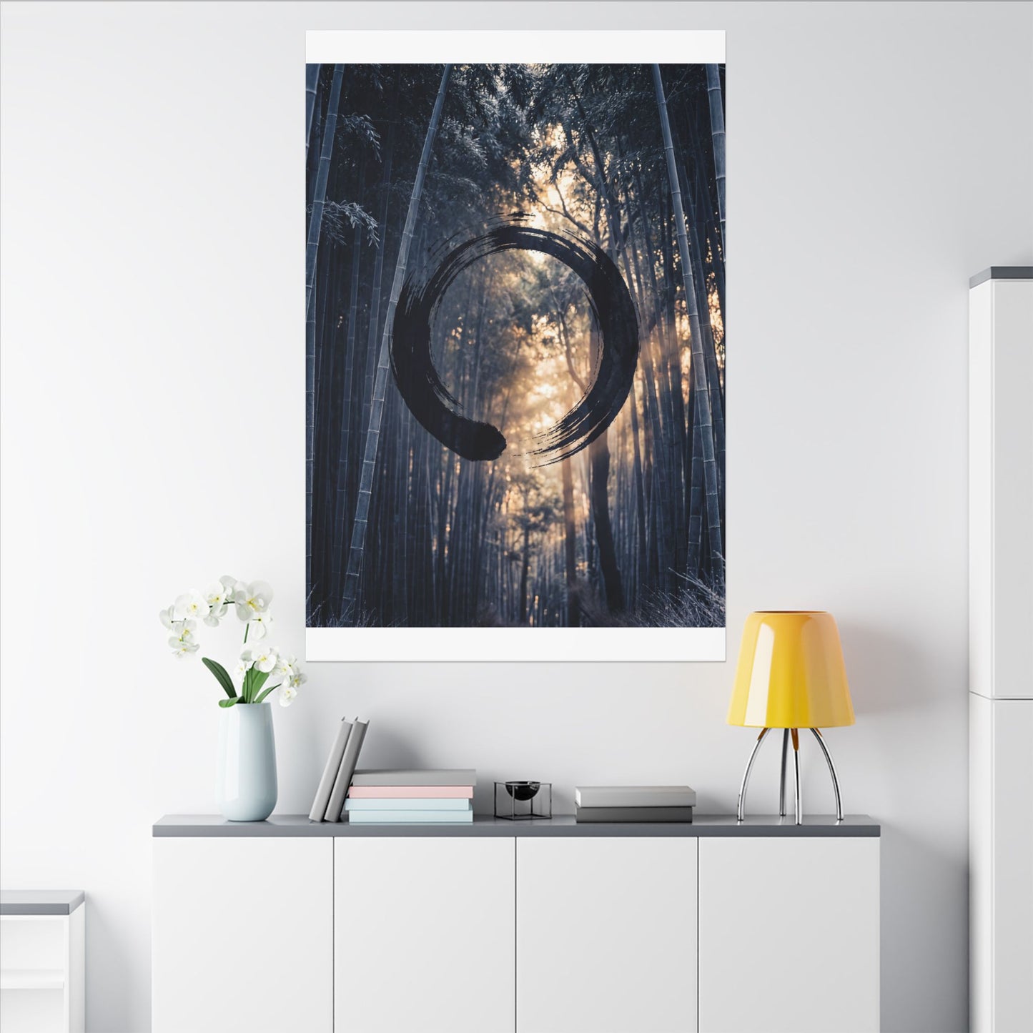 Bamboo Grove Canvas Art | Winter Zen Enso Art
