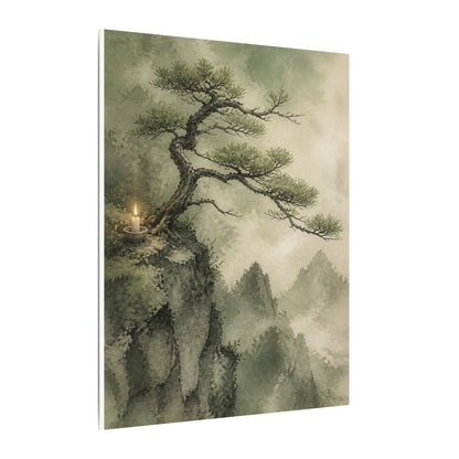 Candlelight Pine Tree Canvas Art - Japandi Kanso